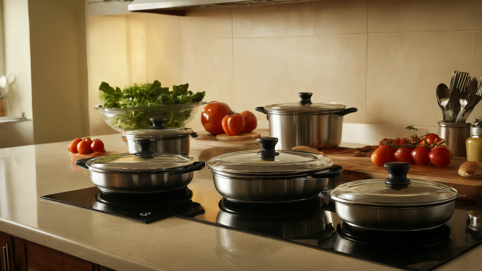 family cooking with clear counter space