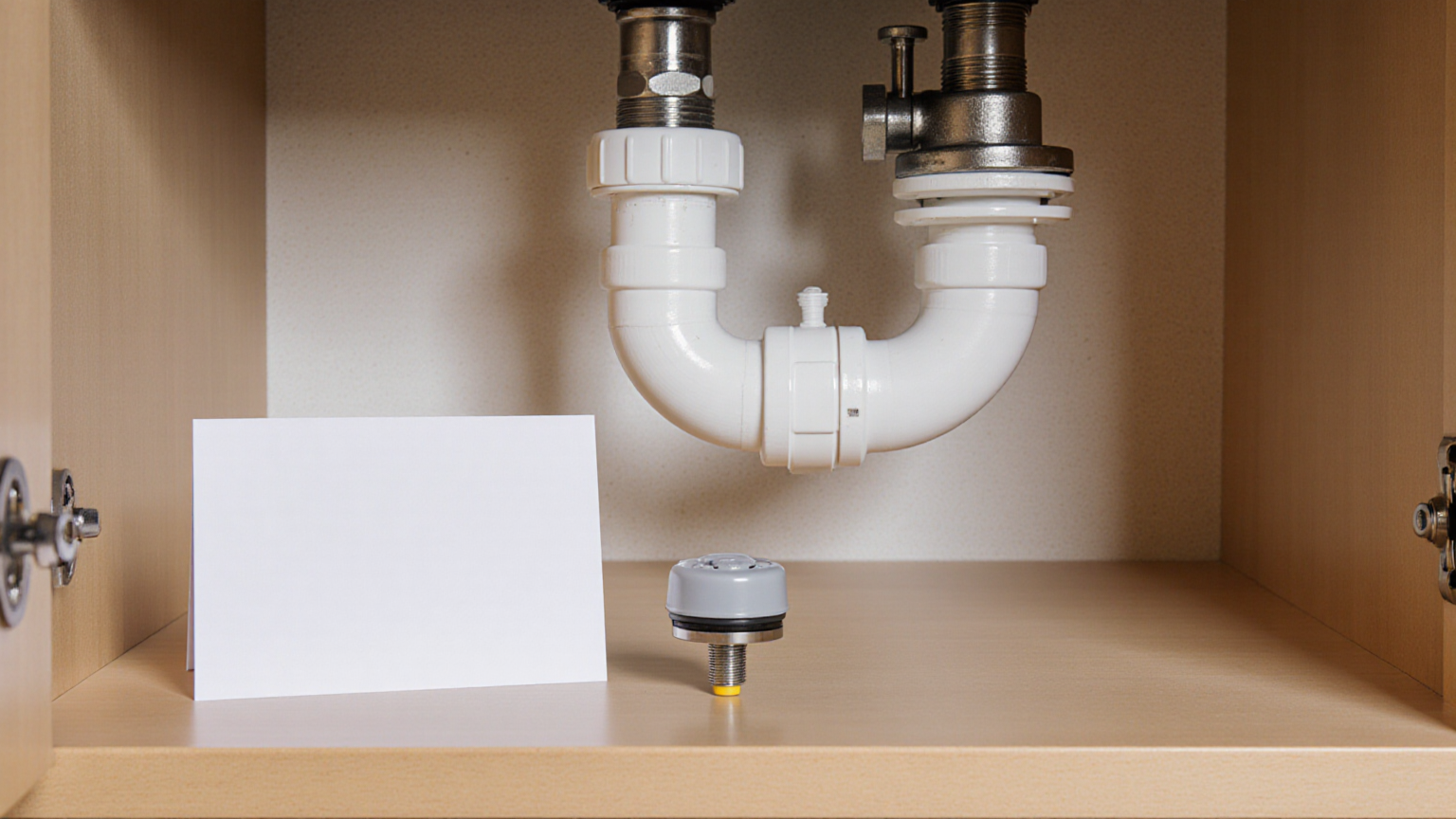 Leak sensor drill with blank reminder card