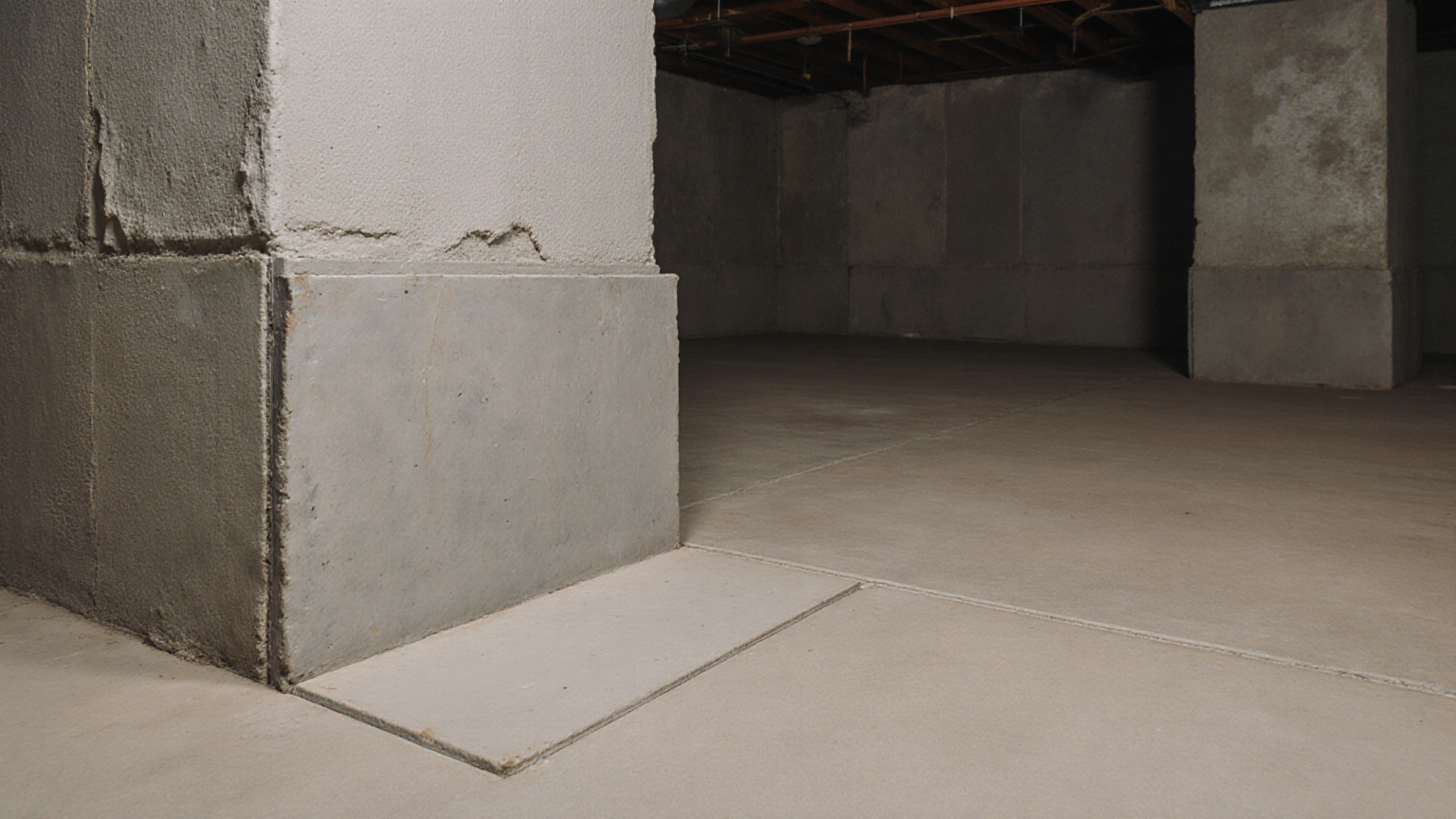A finished basement testing area kept clear for future retesting