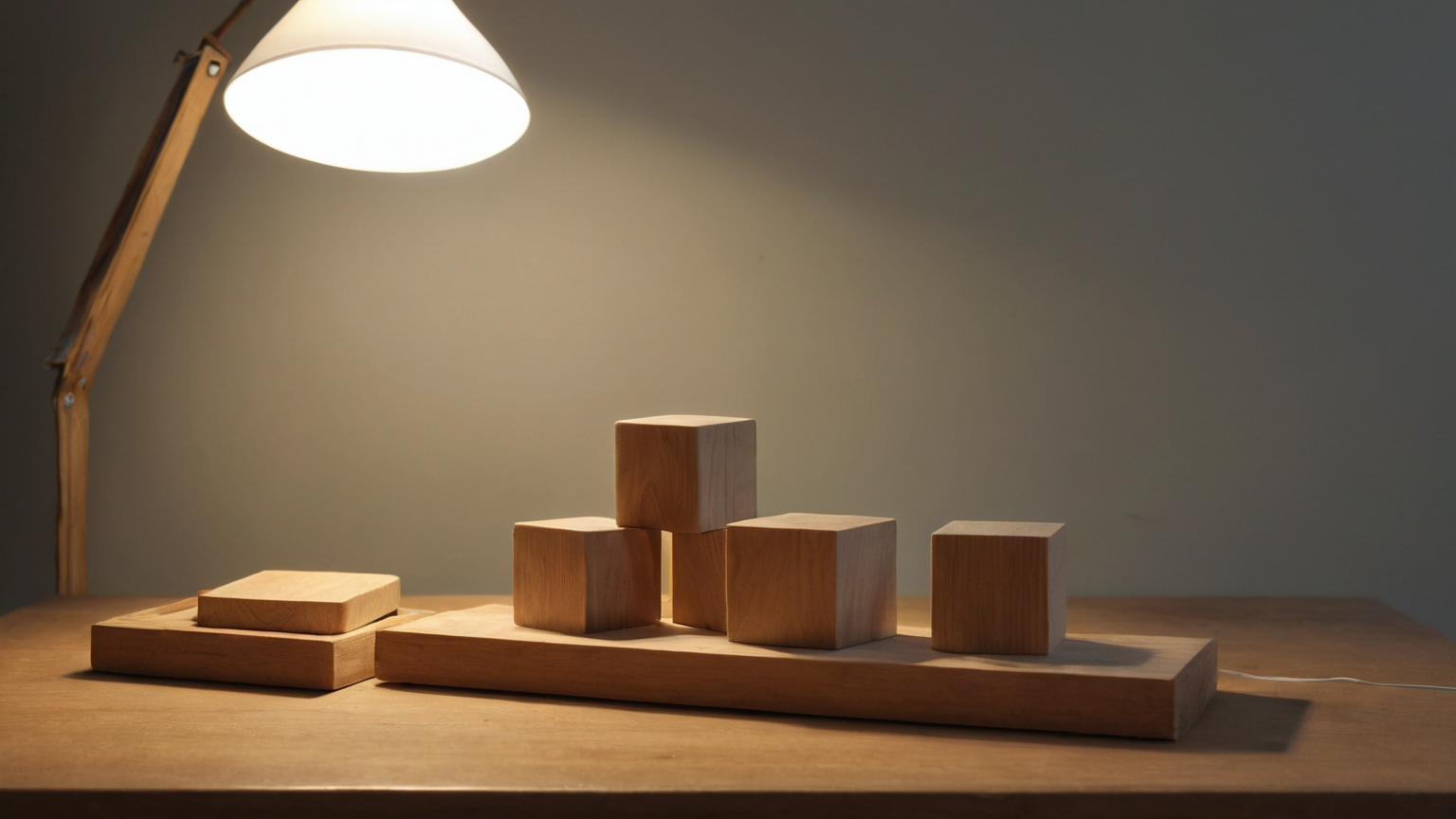 Recovery order represented by wooden blocks under a task light